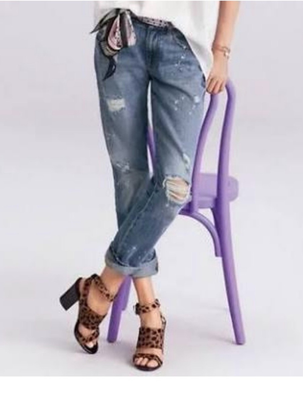 Cabi 100% BF  Distressed Blue Jeans -